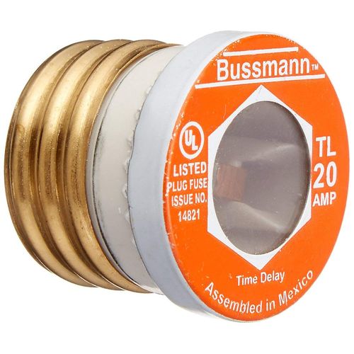 Bussmann BP/TL-20 20 Amp Time Delay, Loaded Link Edison Base Plug Fuse, 125V UL Listed Carded, 3 Blister Pack of 3 fuses (9 fuses Total)