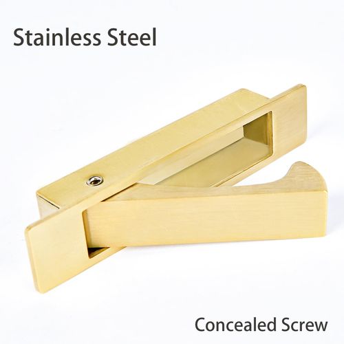 DONTAY PULL 02 Pocket Door Pull Handle, Edge Pull, Professional Stainless Steel 304, Flush Mount for Sliding Door (Satin Brass, 5)