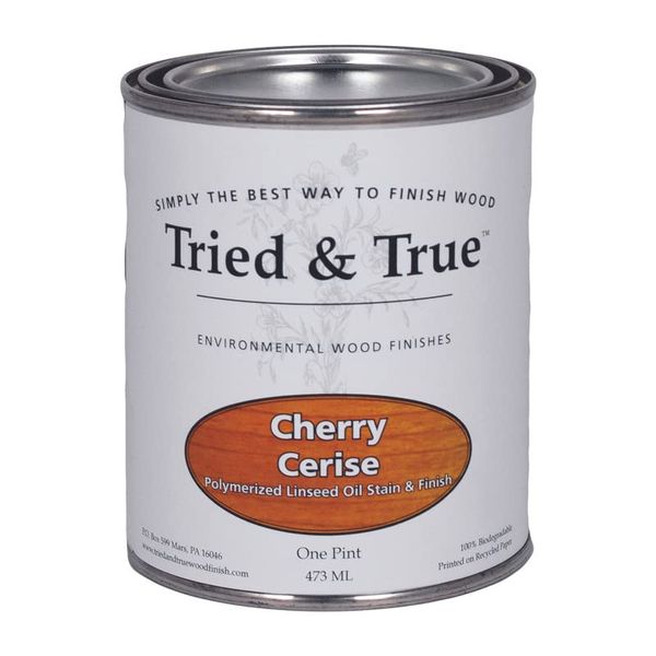 Tried & True Stain + Finish - Cherry - Pint - Natural Stain & Oil Finish for Wood, Pigmented Danish Oil, Food Safe, Solvent Free, VOC Free, Dye Free Wood Stain, Linseed Oil & Pigments