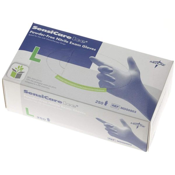 Sensicare Ice Nitrile Exam Gloves, Powder-Free, X-Large, Blue, 230/Box