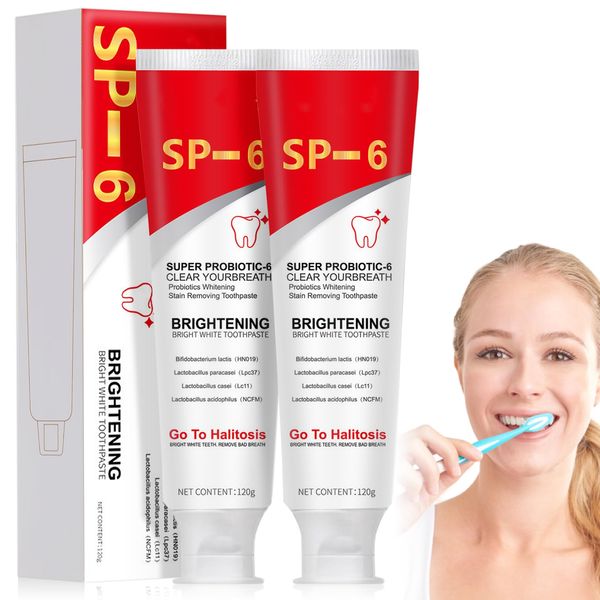 2PCS SP-6 Dentifricio 120g,Dentifricio Sbiancante Probiotico,SP-6 Toothpaste,Dentifricio Per La Pulizia Profonda,SP-6 Ultra Whitening Toothpaste,Alito Fresco,Promuove Denti e Gengive Sani