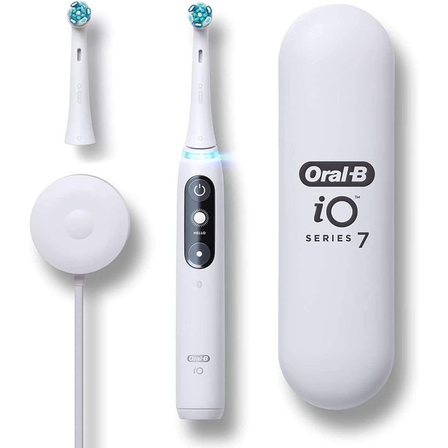Oral-B iO Series 7 Electric Toothbrush with 1 Replacement Brush Head, White Alabaster