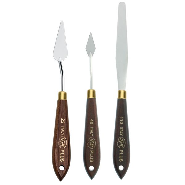 RGM Italian Plus Painting/Palette 3-Knife Set, Set 1 22, 40, 110, Excellent Flexibility, Comfortable Design, Carbon Steel