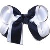 SB-107M Medium School Hair Bow White and Navy