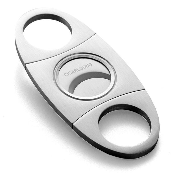 CIGARLOONG Cigar Cutter Stainless Steel Brushed Double Blade Cigar Guillotine