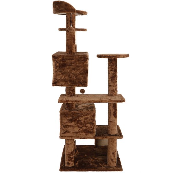 Brown 53" Cat Tree Activity Tower Pet Furniture Sisal-Covered Scratch Post