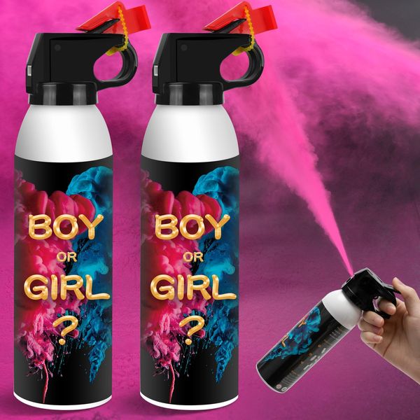 Gender Reveal Fire Extinguisher 2 Pack, Gender Reveal Decor, Baby Girl Reveal Party Ideas 100% Biodegragable for Gender Reveal Decorations（Pink）