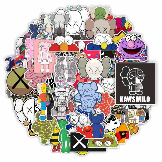 KAWS Sticker Set of 64 KAWS Waterproof Seals, Suitable for Suitcases, Motorcycles, Helmets, etc