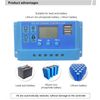 Solar Panel Controller, Blue Parameter Adjustable LCD Display PWM MPPT 12V 24V Solar Controller for Home (10A)