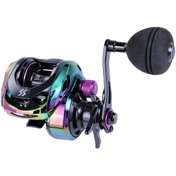 Sougayilang Baitcasting Reels - Colorful Fishing Reel, High Speed Baitcaster with 9+1 Ball Bearings, Gear Ratio 8.0:1, Magnetic Brake System Power Handle Casting Reels -Left Handed-Colorful