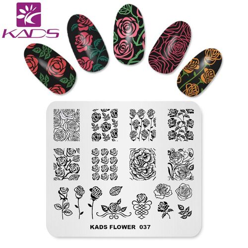 KADS Nail Stamping Plate Rose Flower Nature Nail Art Stamp Template DIY Image Template Manicure Stamping Plate Stencil Tools (FL037)