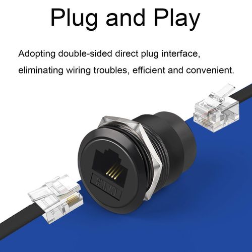 PENGLIN 2PCS RJ11 6P4C Panel Mount Phone Connector,CAT3 Feedthrough Connector Female to Female,Cat3 Telephone in-line Coupler Compatible with Data and Voice