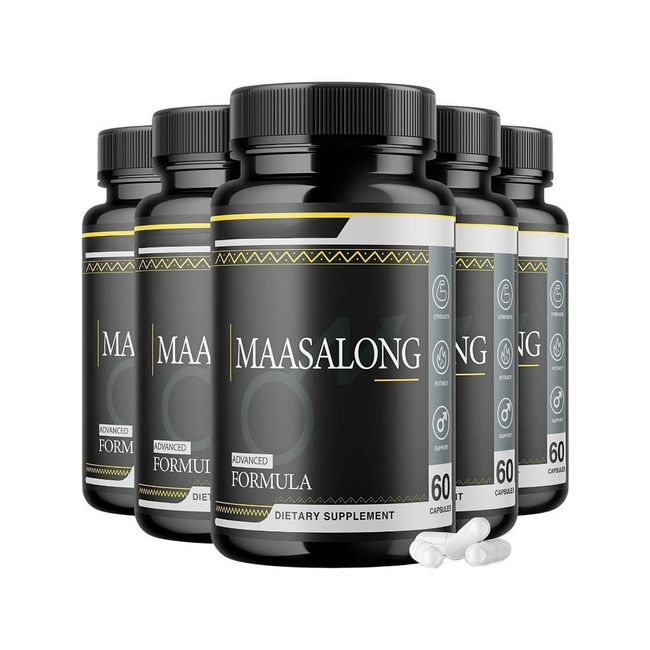 5-Pack Maasalong Pills, Massalong, Advanced Formula Masalong- 300 Capsules