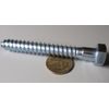 Zinc Hex Head Lag Screw 3/4 Hex Size 1/2 Thread x 4.0" Length, 10 pcs
