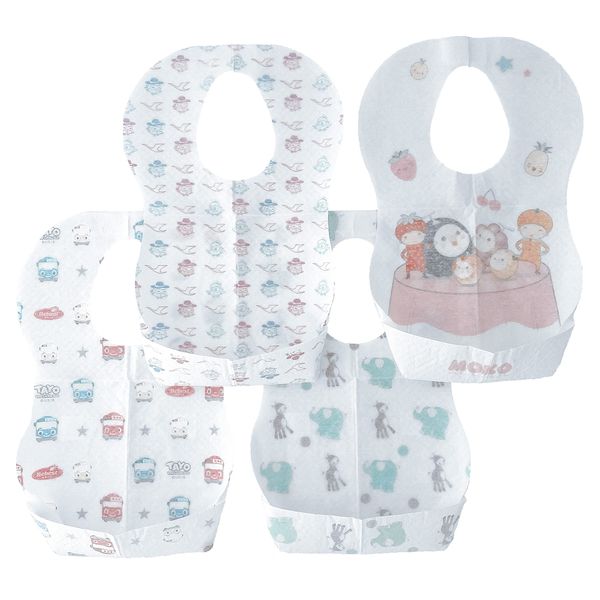 WS WorlsTrend Disposable Bibs with 4 Designs of 20 Pieces - Disposable Bibs for Newborn Babies - Disposable Bibs for Children - Adjustable Bibs - Disposable Travel Bibs.