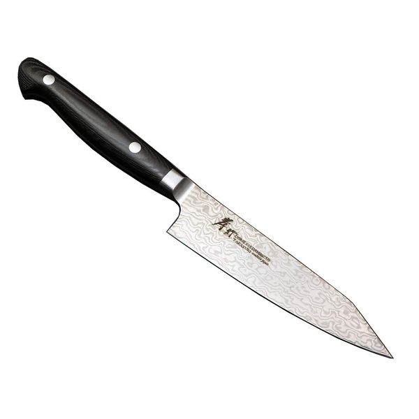 Coreless Damascus Sword Shaped (Cut) Petty 120 Black Micarta