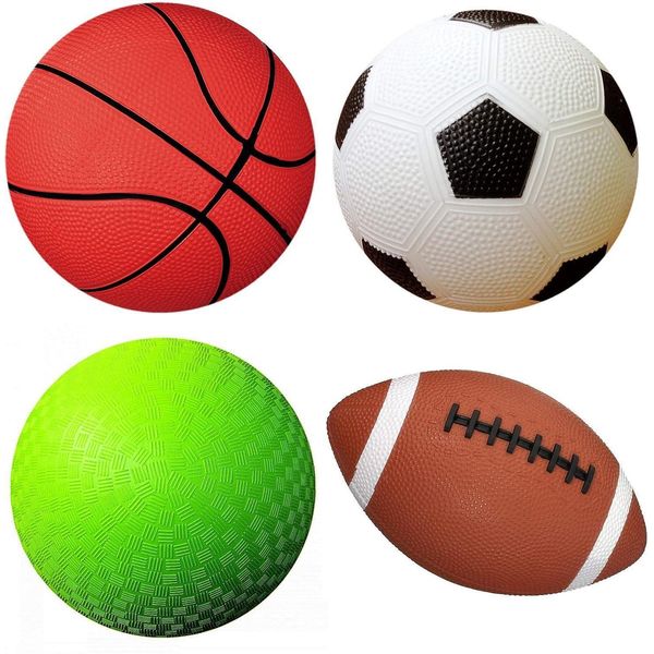 AppleRound Pack Of 4 Toy Sports Balls With 1 Pump For Toddlers And Kids: 5-Inch