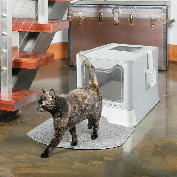 Large Pet Cats Toile Cat Litter Box Portabe Fully Enclosed Removing Double Door