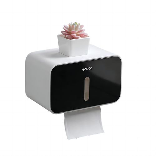 Outdoor Waterproof Toilet Paper Holder for Bathroom - Pet Proof Plastic TP Tissue Holder Dispenser Full Covered Adhesive Mounted Box for RV Shower TP Roll
