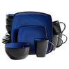 Gibson Soho Lounge Dinnerware set, Square, Blue