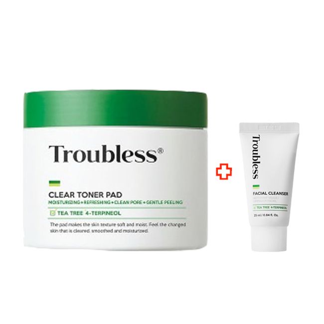 [Official retailer 35% discount] Troubleless Toner Pads 70pads + Facial Cleanser 25ml