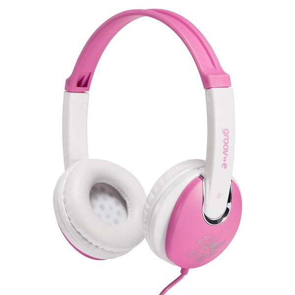 groov-e KIDZ - DJ-Style Wired Headphones for Kids - Over the Ear Headphone with 1.2m Audio Cable, Adjustable Headband, Soft Ear Pads, & 40mm Drivers - 3.5mm Audio Jack - Pink