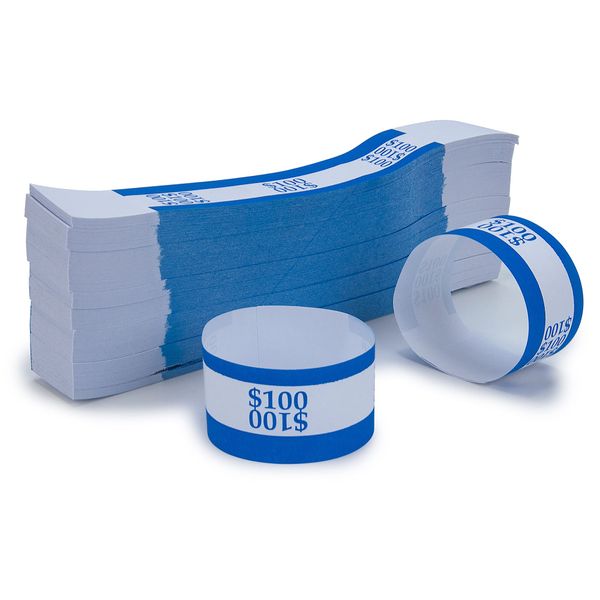 L LIKED Pack of 500 Currency Band Bundles Self Sealing Currency Straps Bands Money Bill Wrappers (Blue $100-500 PCS)…