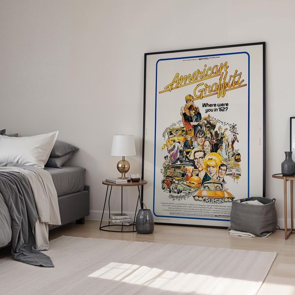 American Graffiti 1973 Framed Classic Movie Poster Print Wall Art Image Home Decor Artworks Framed Poster Different Sizes and Colours