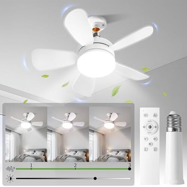 17.3'' Socket Ceiling Fan Light with Remote and 1 Socket Extender, E26 Based