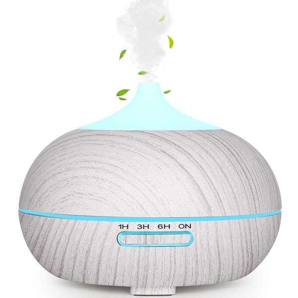 WD&CD 300-400 ML Essential Oil Diffusers Ultrasonic Aroma Diffuser Humidifier Cool Mist, Waterless Auto-off, Adjustable Mist Mode, 7 Color Changing Lights, 3 Timer Setting/Whisper Quiet (White)