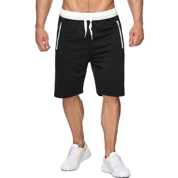 Voncheer Mens Elastic Waist Drawstring Summer Workout Shorts with Zipper Pockets (S, Black Shorts with Back Pocket)