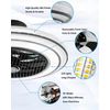 22 Inch Enclosed Bladeless Ceiling Fans with Lights and Remote, Dimmable LED Bri