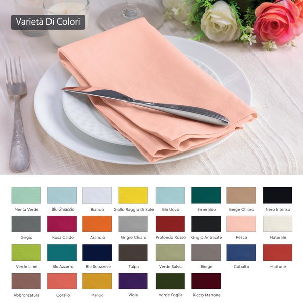 Encasa Cotton Cloth Napkins | Set of 12 | Size 43x43 cm | Peach Solid Color | Machine Washable