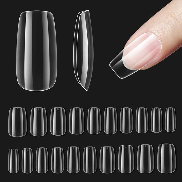 Beetles Gel Nail Tips Short Square Shape, 500Pcs Short Gel Nail Tips for Gel Nail Polish Clear Full Cover False Nails Tips Fake Nails Clear Press on Nails Easy Nail Extensions Press on Nails