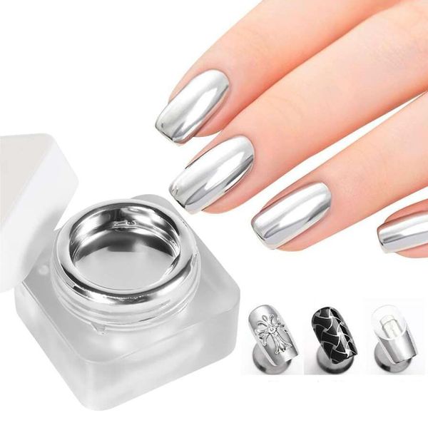 Metallic Painting Nail Gel - Mirror Silver Metallic Nail Polish Painting Drawing Gel Polish Nail Art - 3D Metal Painting Nail Polish - Metal Painting Gel - Super Glossy Soak off UV/LED Nail Gel