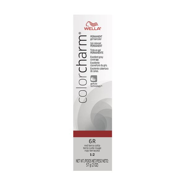 WELLA colorcharm Permanent Gel, Hair Color for Gray Coverage, 6R Red Terra Cotta