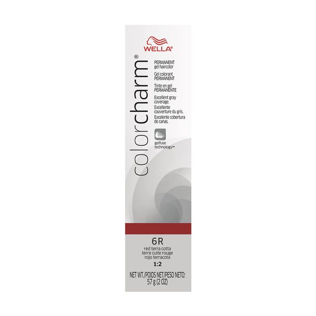 WELLA colorcharm Permanent Gel, Hair Color for Gray Coverage, 6R Red Terra Cotta