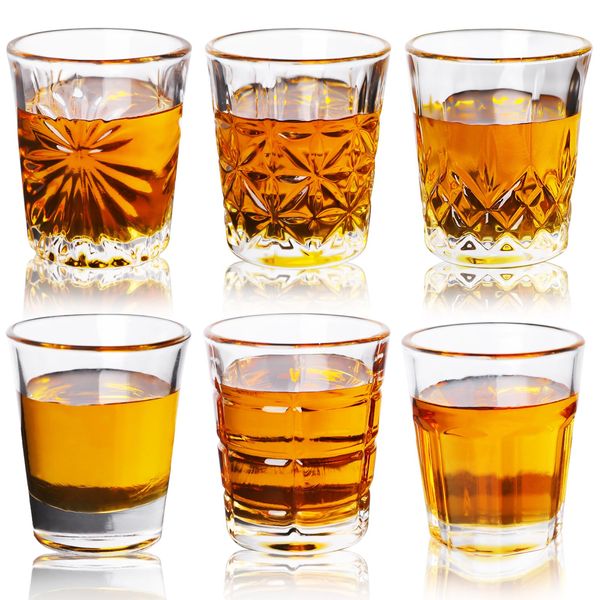 6pcs Shot Glasses - 60 or 50ml Mini Shot Glasses Whiskey Glasses Set for Party, Bar, Club