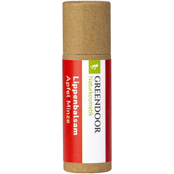 GREENDOOR Lippenbalsam Apfel Minze natürlicher Lippenpflege-Stift, plastikfrei, Naturkosmetik mit BIO Jojobaöl, Lippenbalm / Lip-Balm Pflege für Lippen, Natur Schutz gegen trockene Lippen