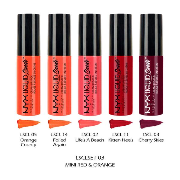 1 NYX Liquid Suede Cream Lipstick - Mini Size Set "LSCLSET03 - Red & Orange"