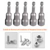 Saipor 5pcs Power Screwdriver Nut Driver Bit Set Sizes 13mm 1/4” Hex Shank Impact Nuts Driver Drill Bits Metric Wrench Socket Bit