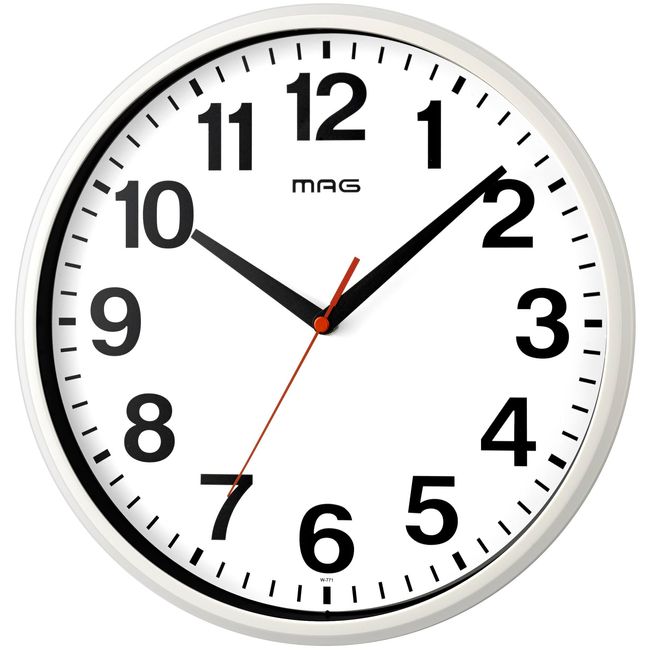 Mag W-771WH-Z Wall Clock, White, Diameter 11.4 inches (29 cm), Analog, Surrealism, Continuous Second Hand