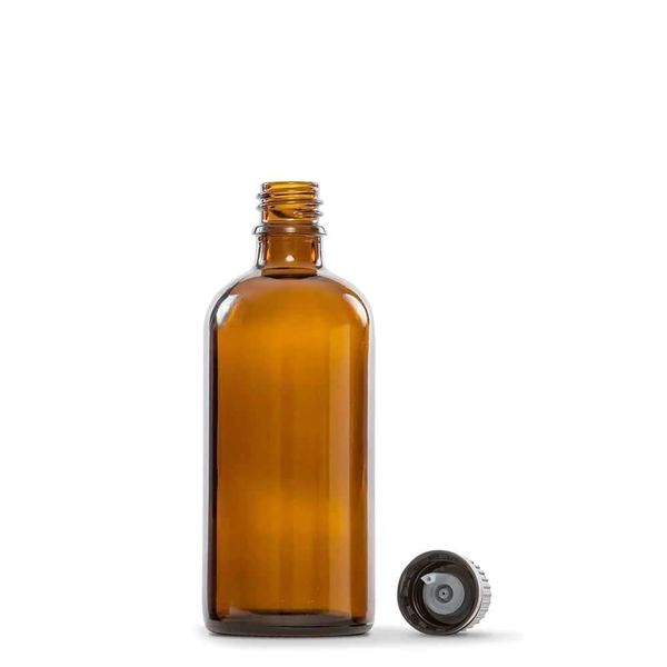 100ml Amber Glass Bottles with Black Lids