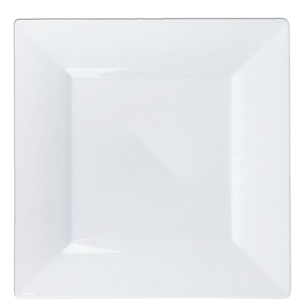 8" Disposable Fancy Square White Plastic Salad/Dinner Plates Splendid 40pcs