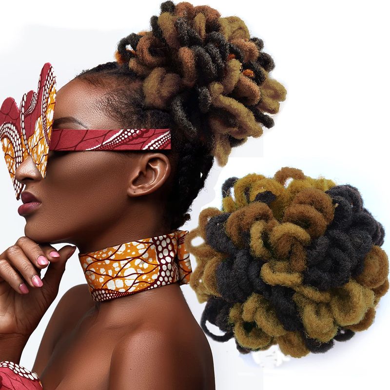 Abellee Loc Buns For Black Women Loc Petal Bun Afro High Puff ...