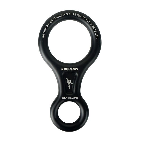 Fusion Climb Aluminum Figure 8 Descender Climbing Gear Downhill Equipment 35KN/3500kg 7075 Aluminum Alloy Rigging Plate for Climbing Belaying and Rappeling Device Black