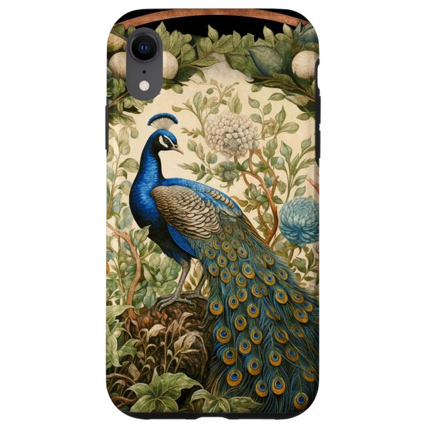 iPhone XR Beautiful Peacock in William Morris Style Garden Case