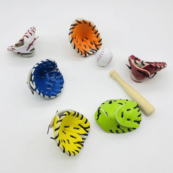 1 Sets Black of 1/12 Miniature Baseball Set Bat Glove and Ball Baseball Cake Decorations, Baseball Bat and Ball Set Miniature Sports Set Doll House for Desktop Decor Dollhouse Accessories