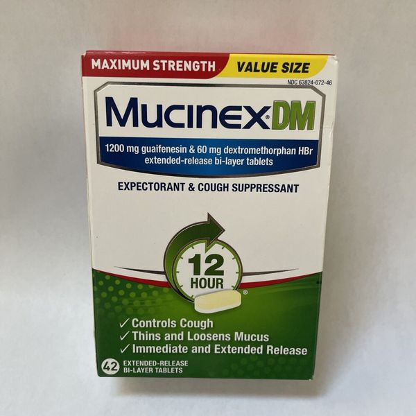 Mucinex DM Maximum Strength Cough Suppressant 42 Tablets  Exp 3/25