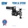 B&W Trailer Hitches Tow & Stow Adjustable Trailer Hitch Ball Mount - Fits 2" Receiver, Dual Ball (2" x 2-5/16"), 3" Drop, 10,000 GTW - TS10033B